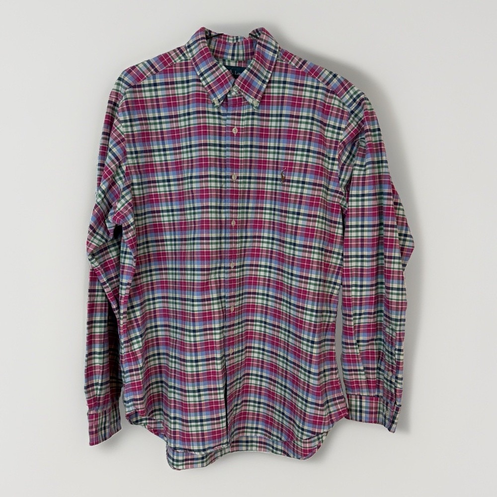 Polo Ralph Lauren Men's Long Sleeve Plaid Shirt Classic Fit, Red/Blue XL